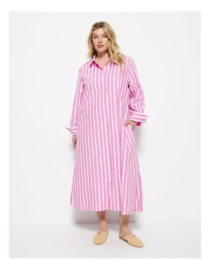 Good Earth Cotton Demi Shirt Dress in Candy Pink image 1