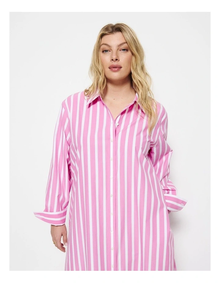 Good Earth Cotton Demi Shirt Dress in Candy Pink image 3