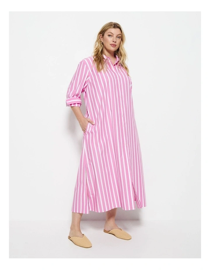 Good Earth Cotton Demi Shirt Dress in Candy Pink image 4