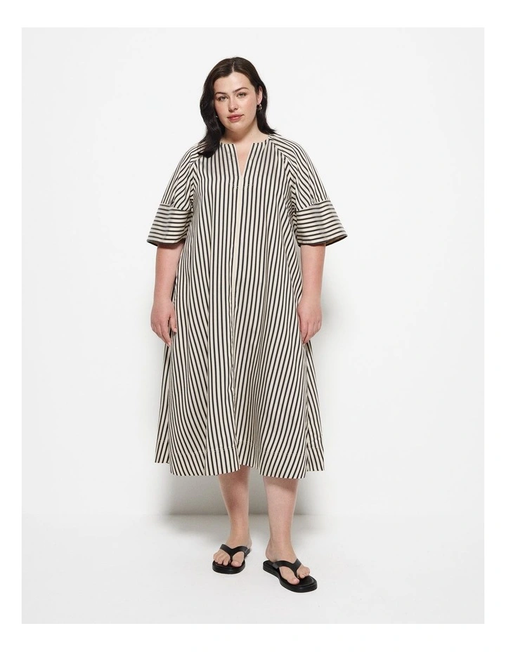 Pauline Stripe Dress in Black image 1