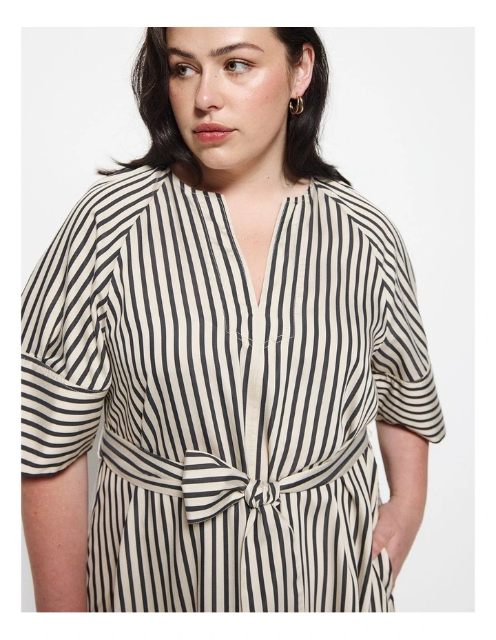 Pauline Stripe Dress in Black image 3