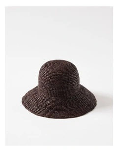 Etta Raffia Bucket Hat in Chocolate