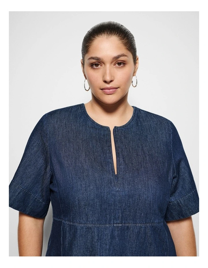 Bella Dress in Raw Denim image 2