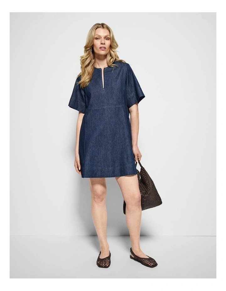 Bella Dress in Raw Denim image 7