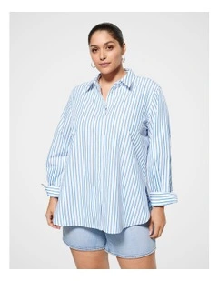 Good Earth Cotton Demi Shirt in French Blue