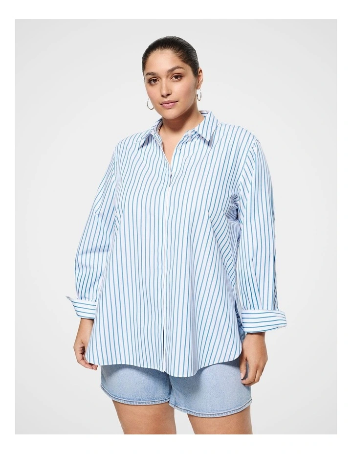 Good Earth Cotton Demi Shirt in French Blue image 1