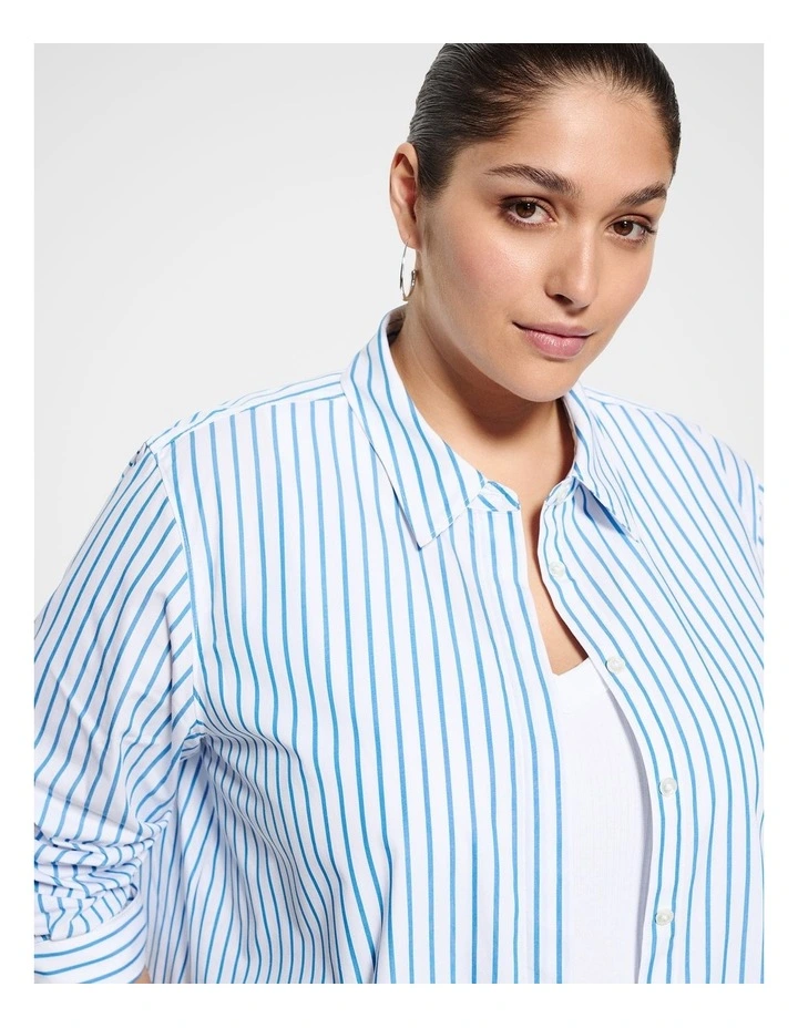 Good Earth Cotton Demi Shirt in French Blue image 2
