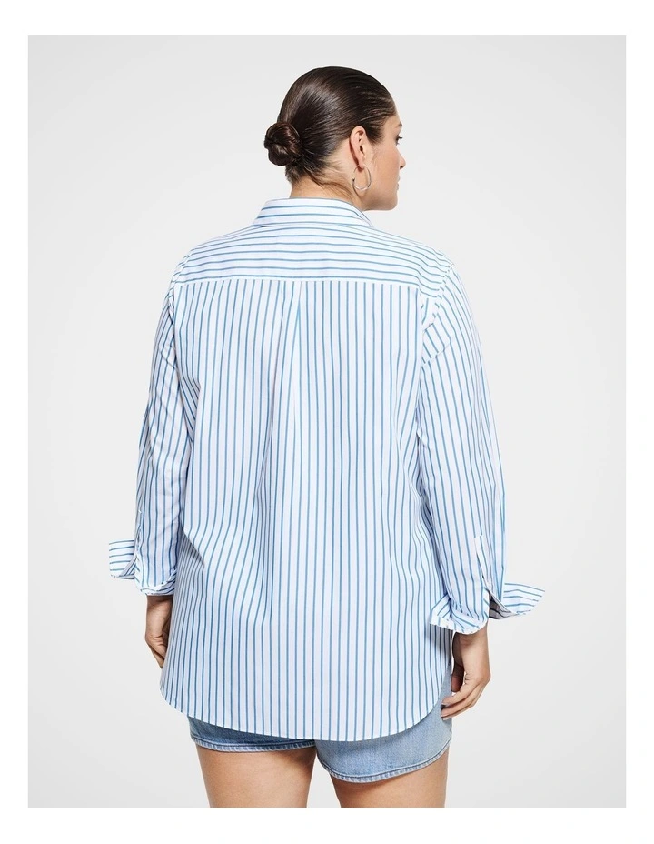 Good Earth Cotton Demi Shirt in French Blue image 3