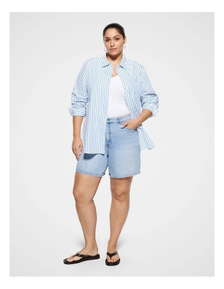 Good Earth Cotton Demi Shirt in French Blue image 4