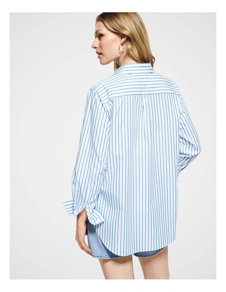 Good Earth Cotton Demi Shirt in French Blue image 6