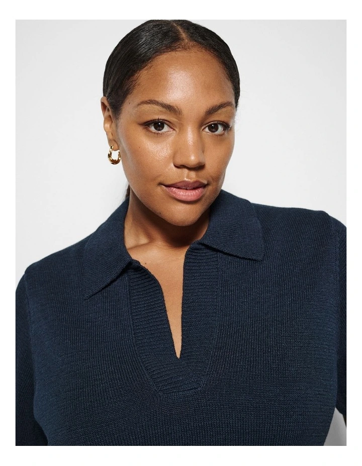 Bronte Knit Polo in True Navy image 2