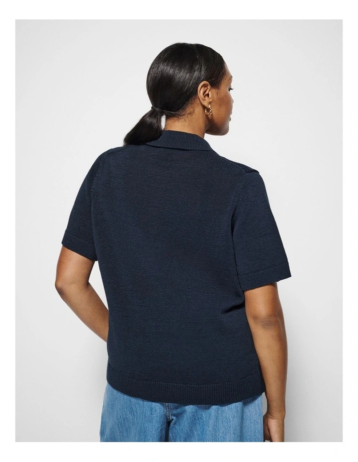 Bronte Knit Polo in True Navy image 3