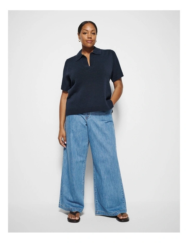Bronte Knit Polo in True Navy image 4