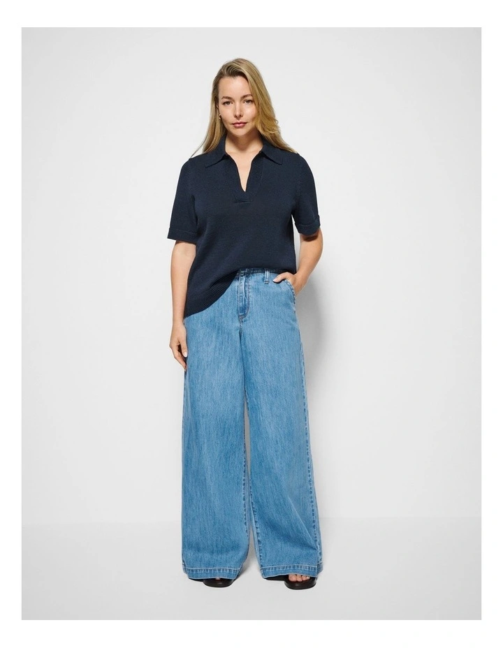 Bronte Knit Polo in True Navy image 7