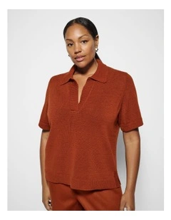 Bronte Knit Polo in Auburn