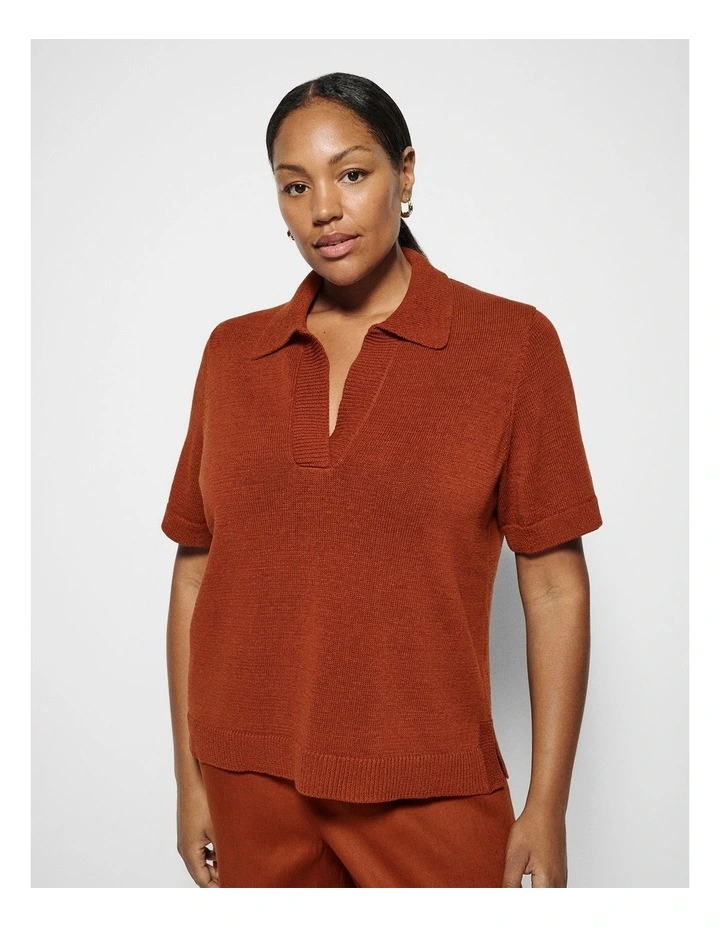 Bronte Knit Polo in Auburn image 1