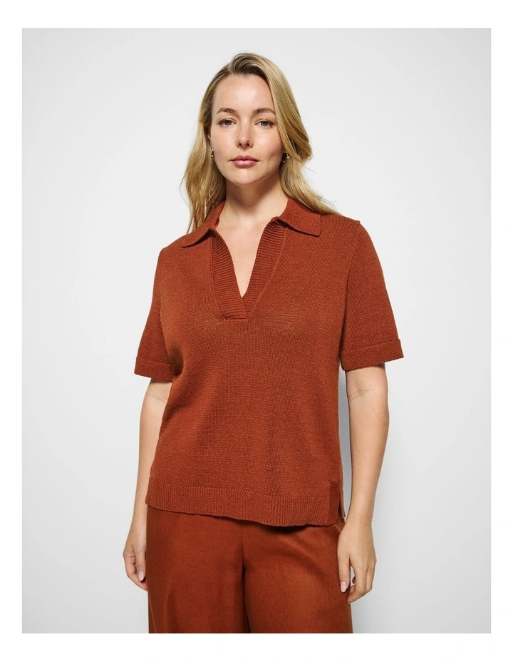 Bronte Knit Polo in Auburn image 5