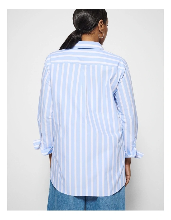 Good Earth Cotton Demi Shirt in Sky Blue Stripe image 3