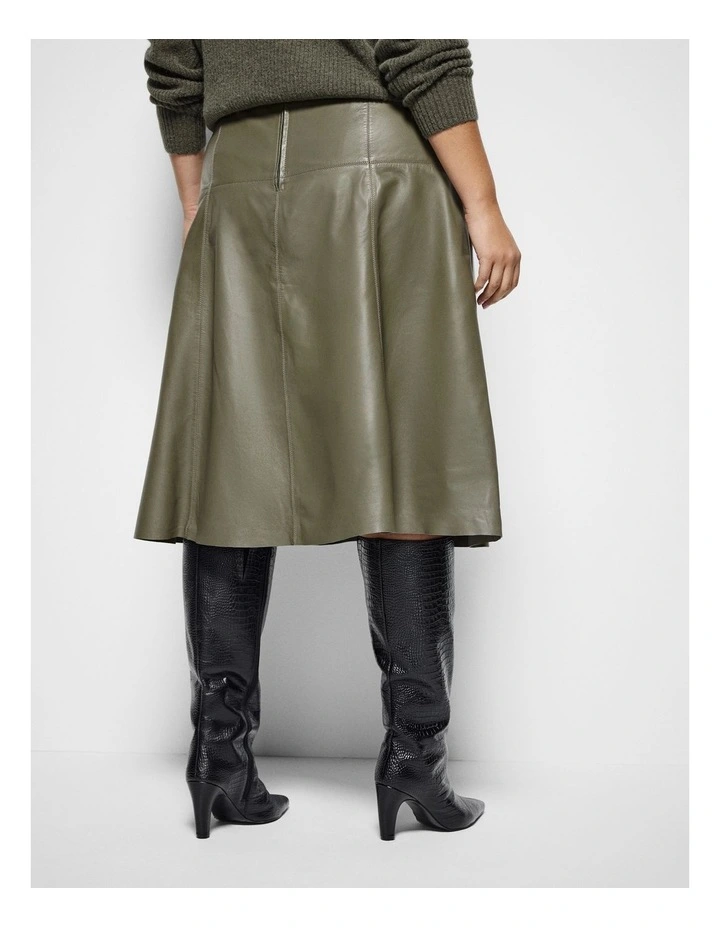 Saskia Leather Skirt in Moss image 4