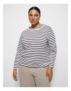 Sarah Long Sleeve Tee in Bitter Chocolate Stripe