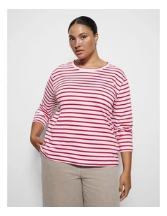 Sarah Long Sleeve Tee in Poppy Stripe