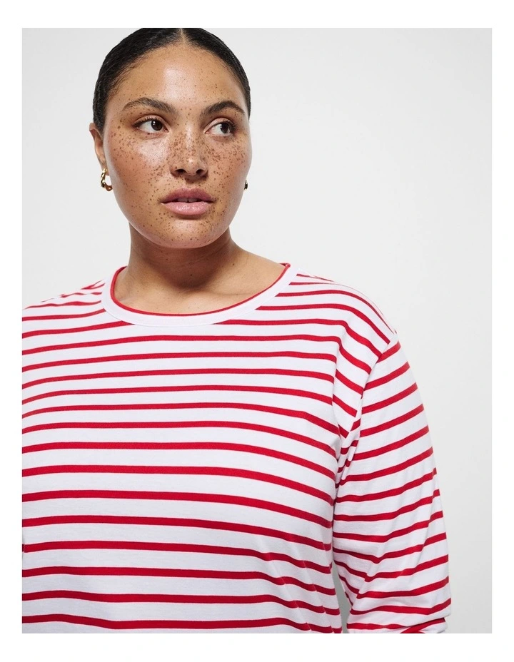 Sarah Long Sleeve Tee in Poppy Stripe image 2