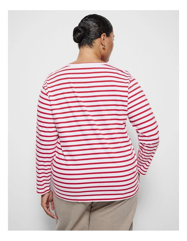 Sarah Long Sleeve Tee in Poppy Stripe image 3