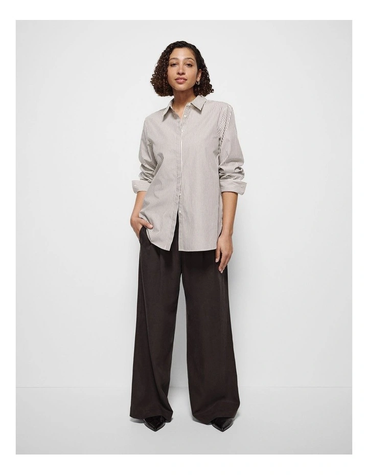 Good Earth Cotton Demi Shirt in Bitter Chocolate Stripe image 6