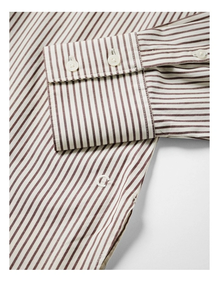 Good Earth Cotton Demi Shirt in Bitter Chocolate Stripe image 7