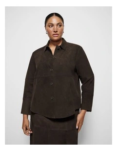 Sally Suede Shacket in Bitter Chocolate