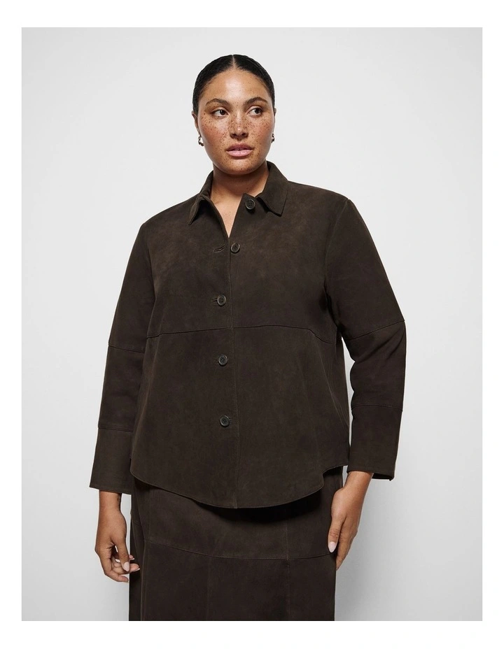 Sally Suede Shacket in Bitter Chocolate image 1