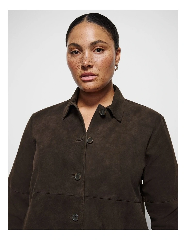Sally Suede Shacket in Bitter Chocolate image 2