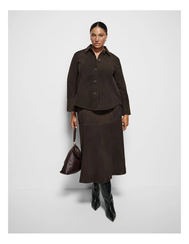 Sally Suede Shacket in Bitter Chocolate image 4