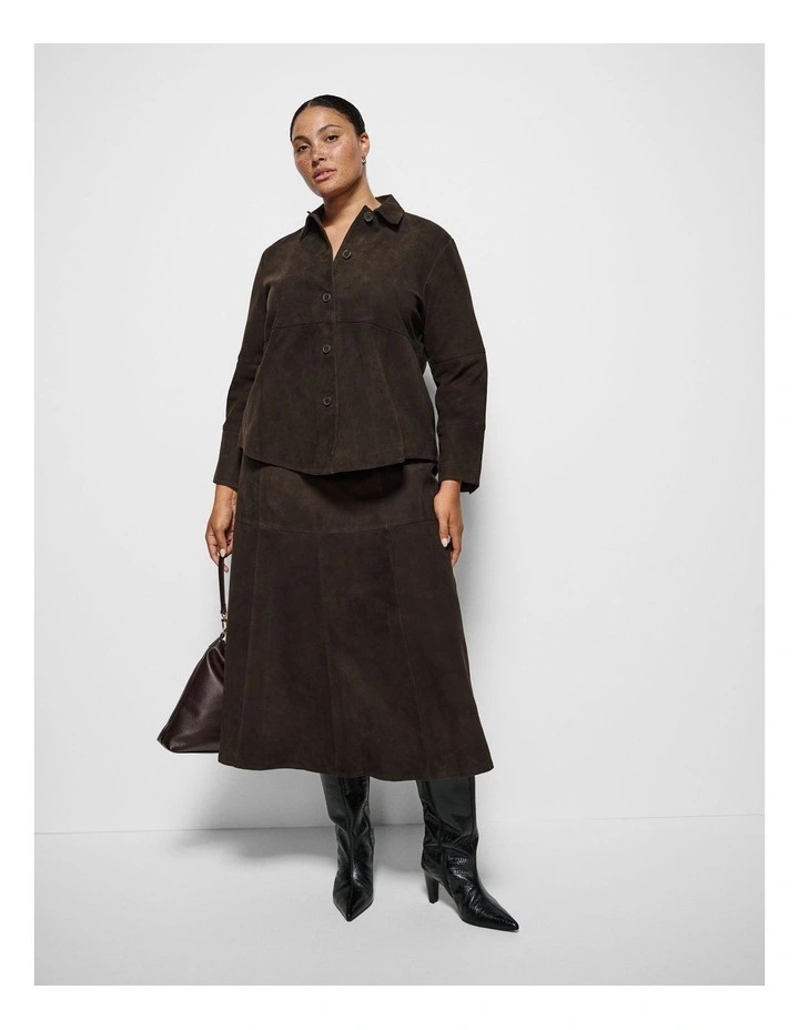 Sally Suede Skirt in Bitter Chocolate image 1