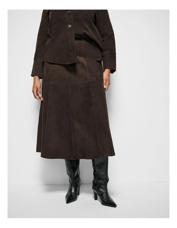 Sally Suede Skirt in Bitter Chocolate image 2