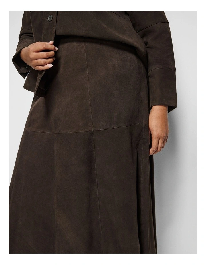 Sally Suede Skirt in Bitter Chocolate image 3