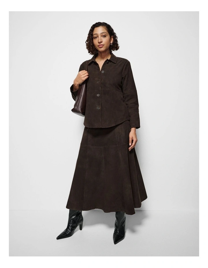 Sally Suede Skirt in Bitter Chocolate image 5