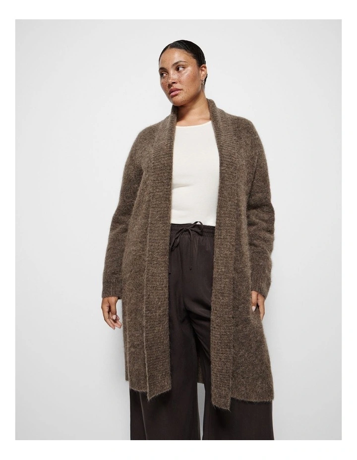 Grace Longline Cardigan in Mocha Marle image 1