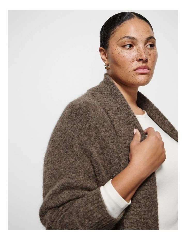 Grace Longline Cardigan in Mocha Marle image 2