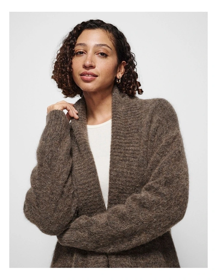 Grace Longline Cardigan in Mocha Marle image 6