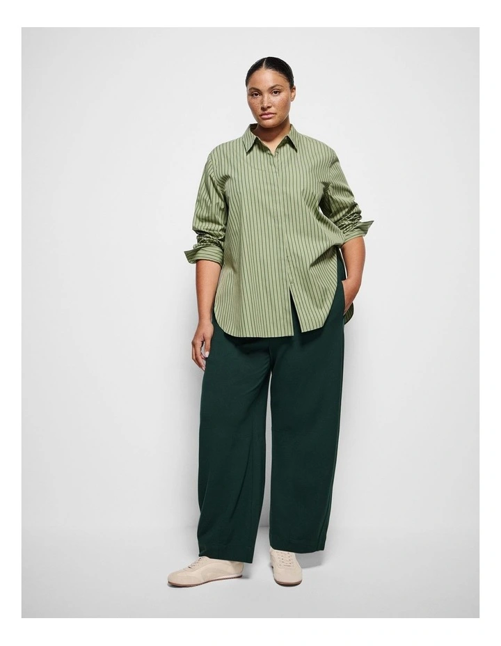 Good Earth Cotton Demi Shirt in Sage Green Stripe image 4