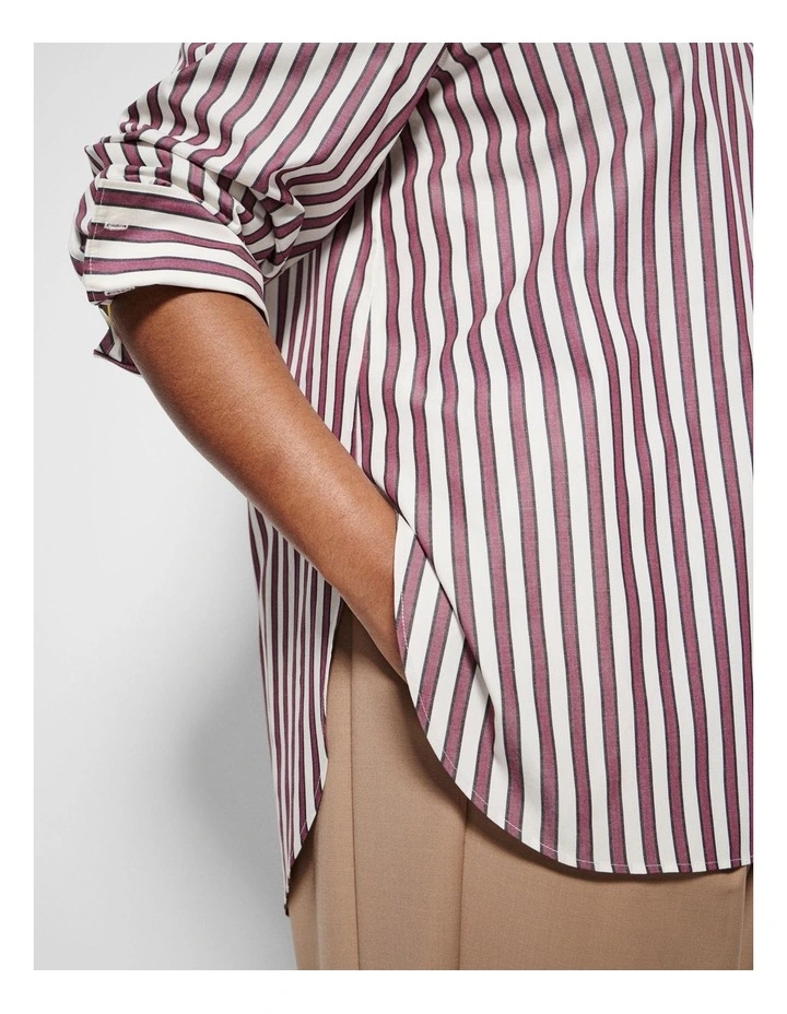 Good Earth Cotton Demi Shirt in Port Stripe image 2