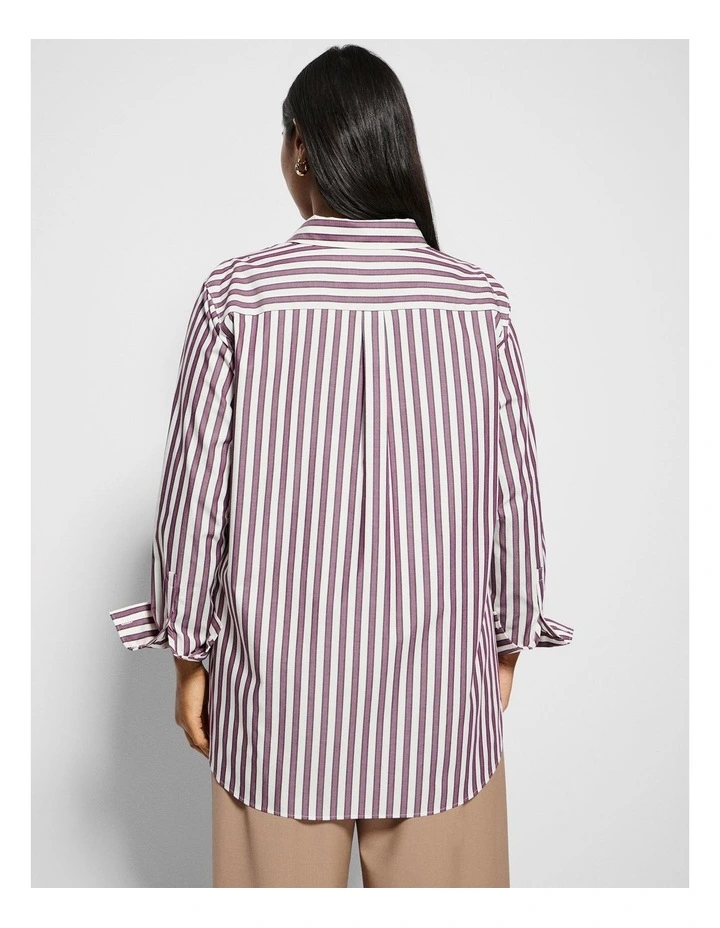 Good Earth Cotton Demi Shirt in Port Stripe image 3