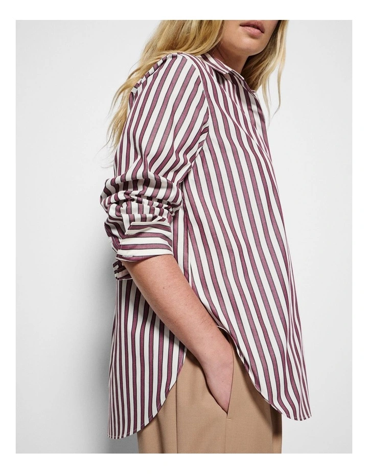 Good Earth Cotton Demi Shirt in Port Stripe image 6