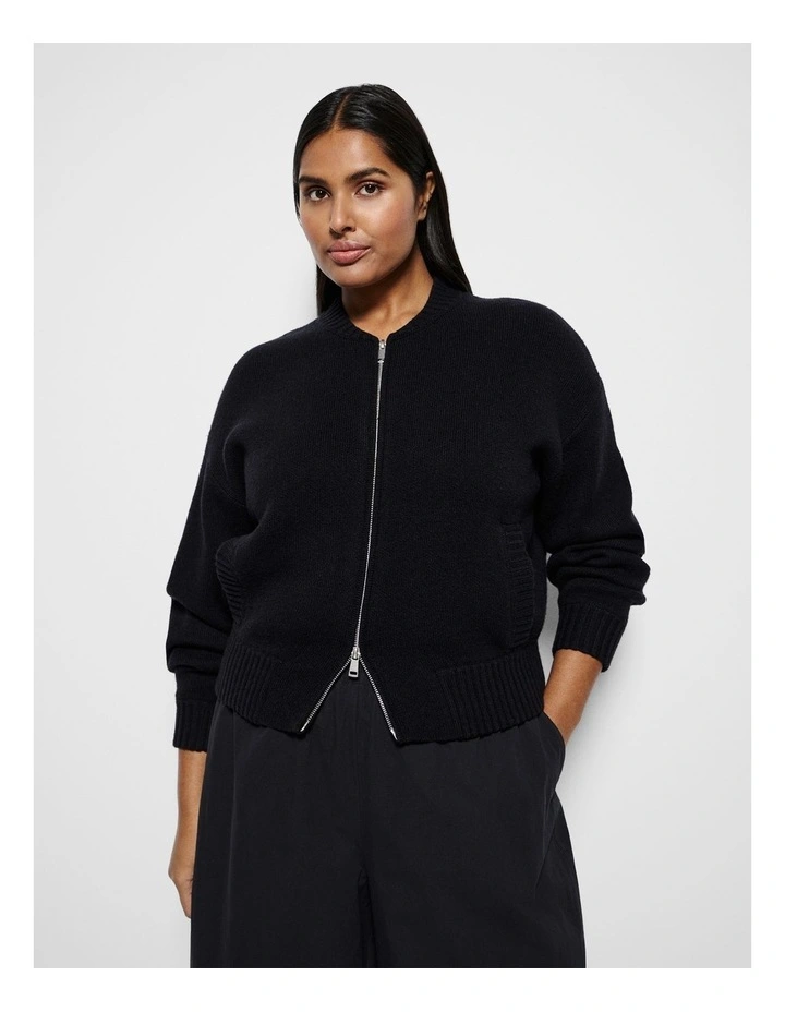 Lexie Knit Bomber in Black image 1