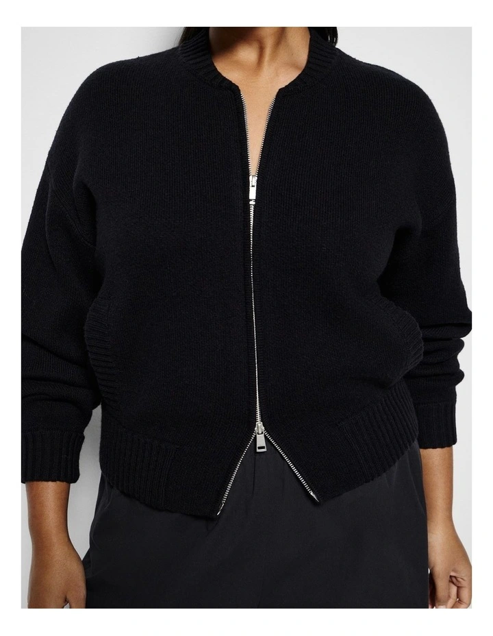 Lexie Knit Bomber in Black image 3