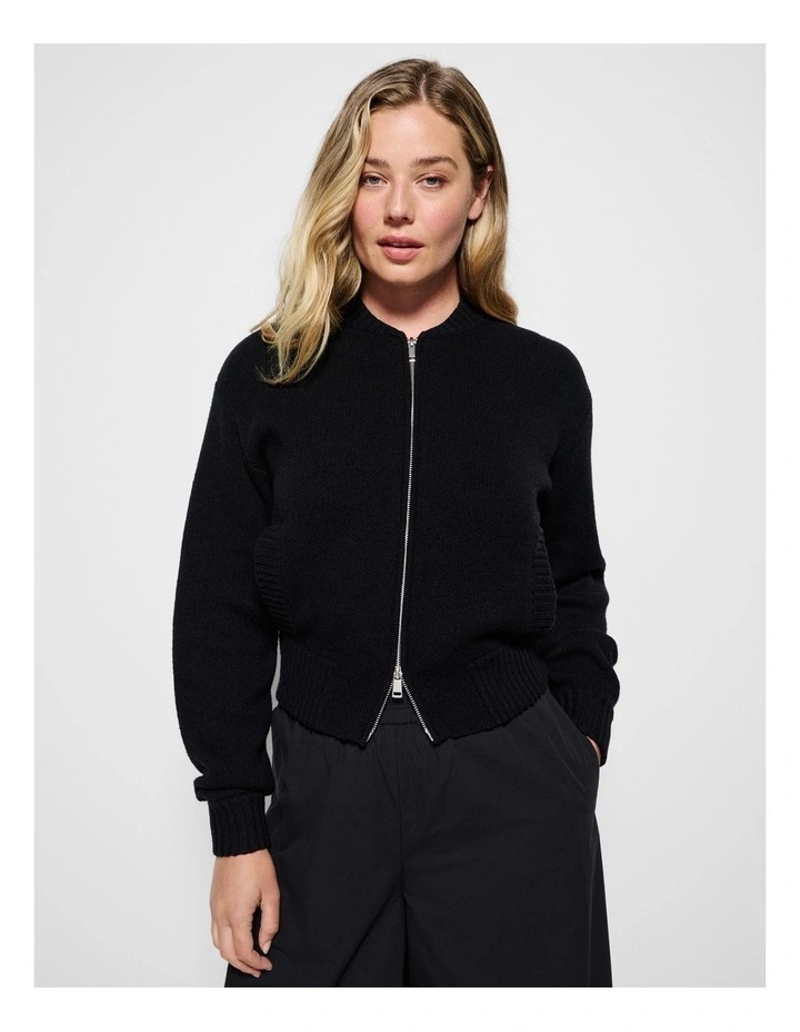 Lexie Knit Bomber in Black image 5