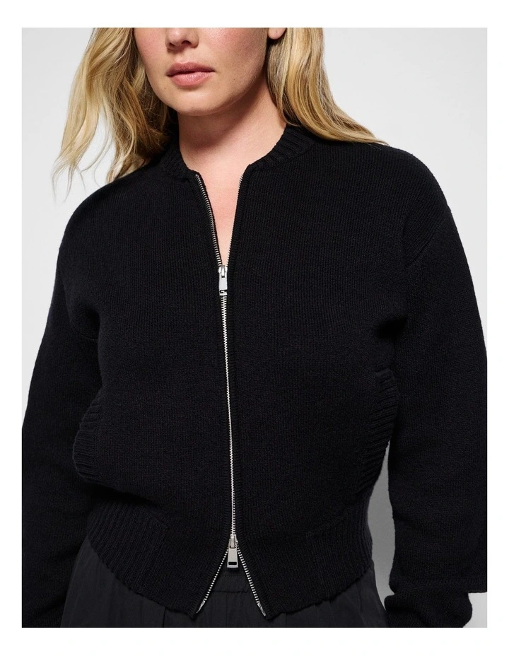 Lexie Knit Bomber in Black image 6