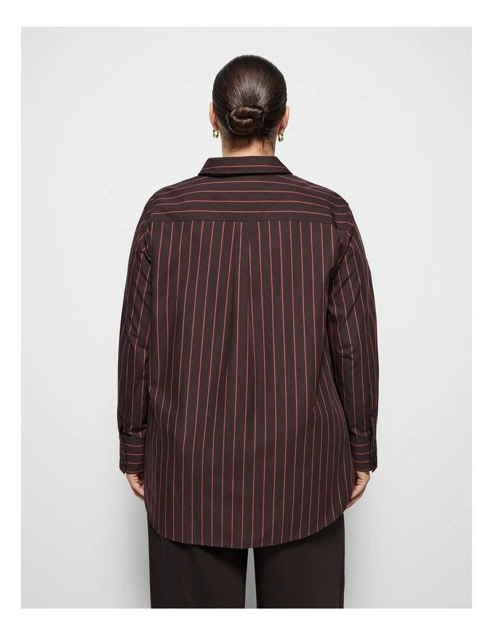 Good Earth Cotton Demi Shirt in Bitter Chocolate Stripe image 2