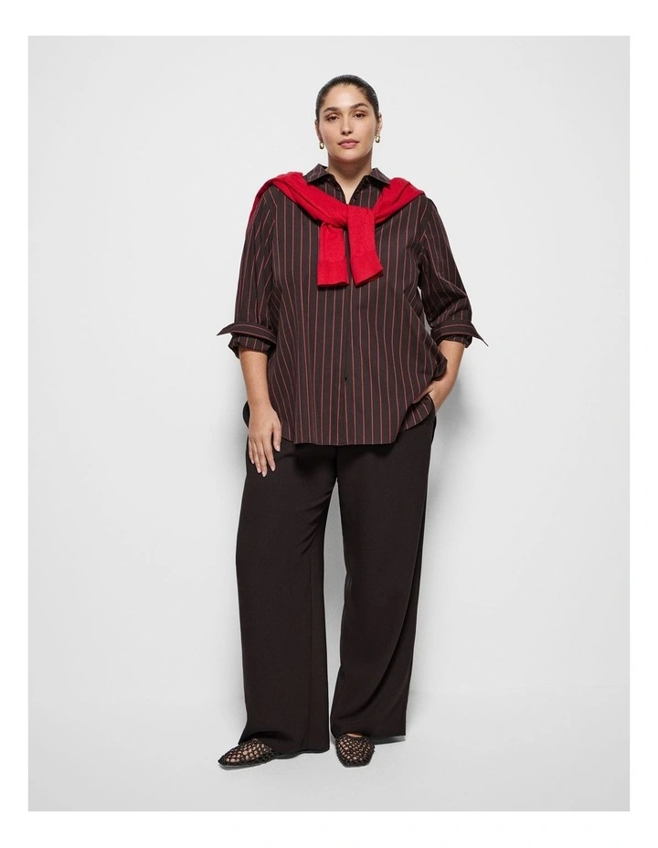 Good Earth Cotton Demi Shirt in Bitter Chocolate Stripe image 4